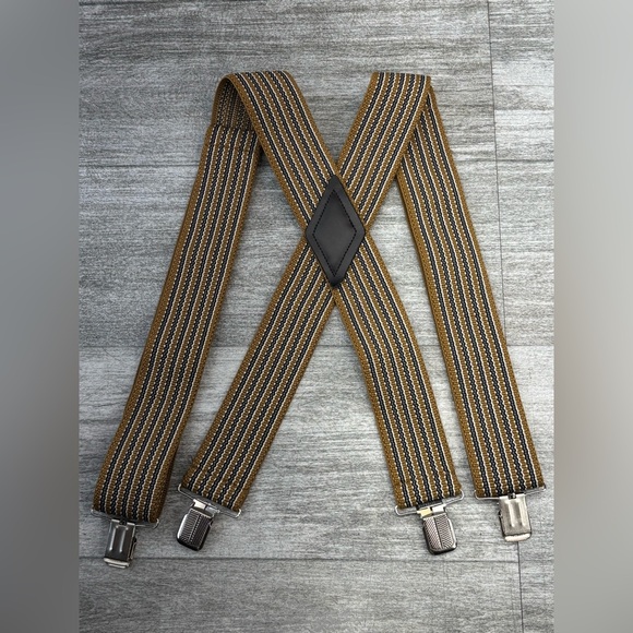Unbranded X Back Clip Down Suspenders Braces Striped 2” Work Wear Adjustable - Picture 11 of 14
